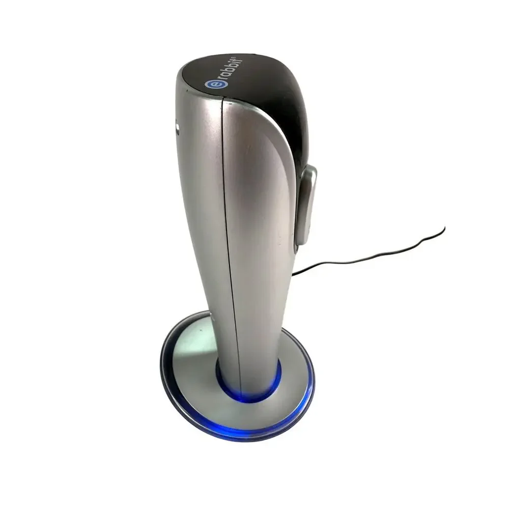 Rabbit Electric Wine Opener W9200 W/ Blue Lighted Charging Base Silver